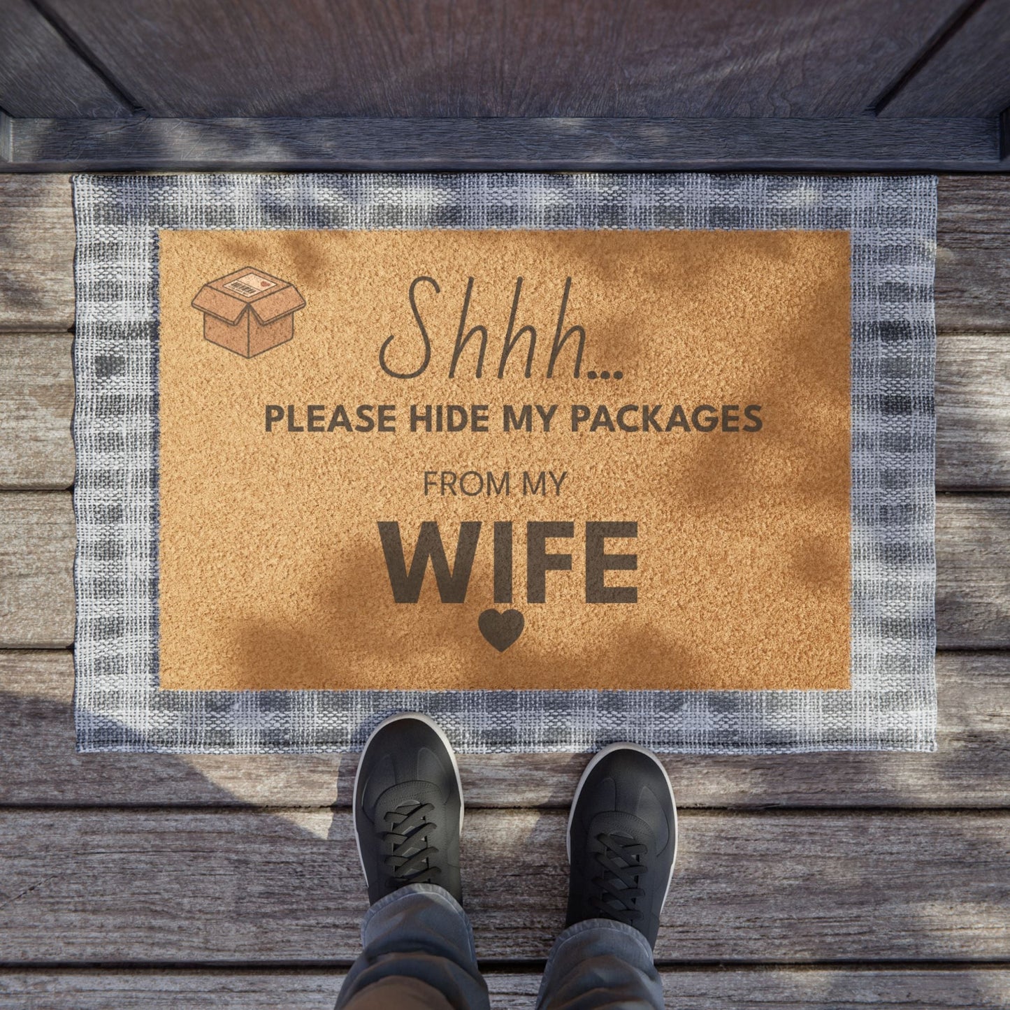 Doormat — "Shhh... Please Hide My Packages From My Husband" Funny Welcome Mat